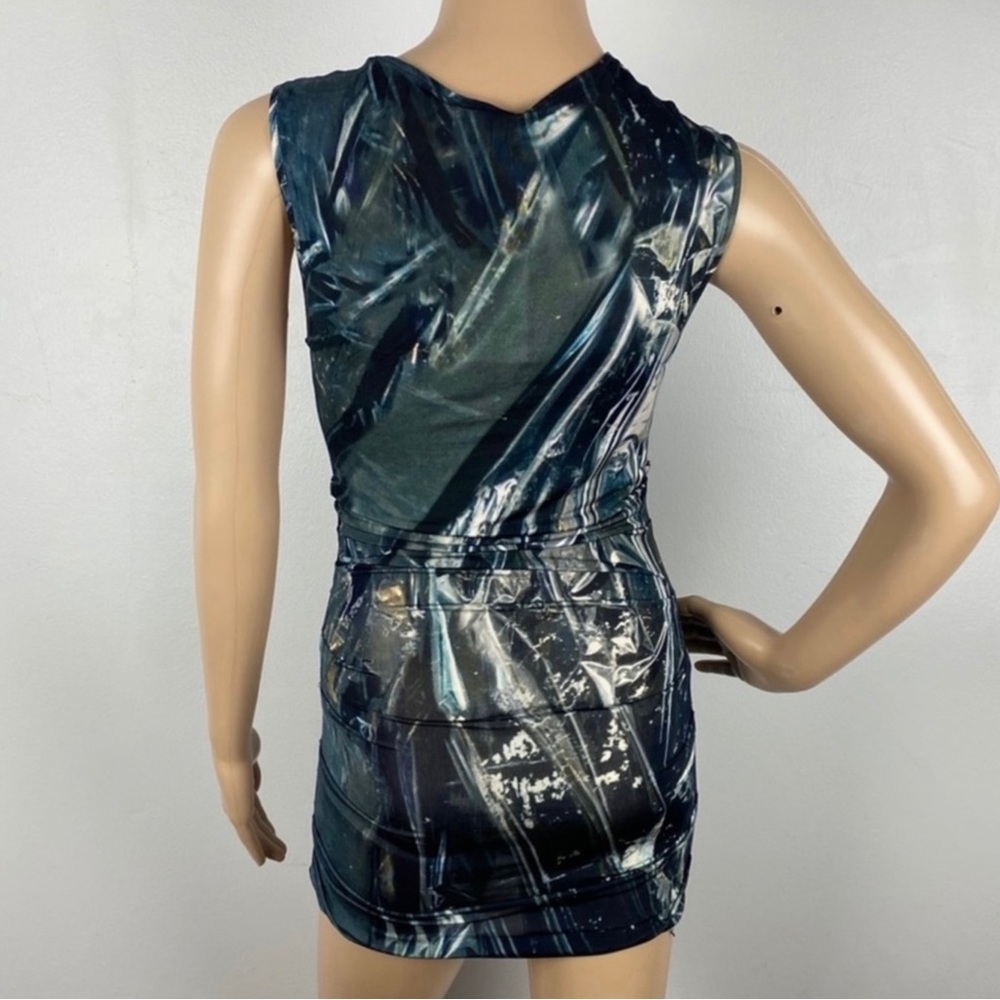 HELMUT LANG RUCHED FOIL PRINT TUNIC TANK TOP - Picture 7 of 7
